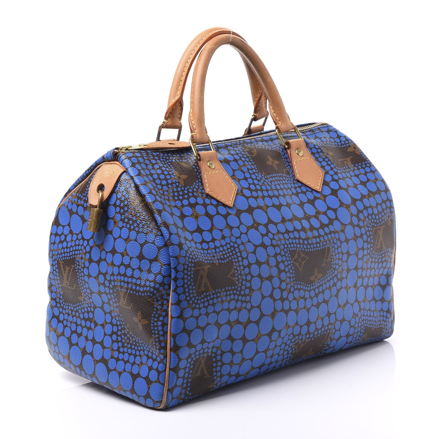 Louis Vuitton Monogram Kusama Town Speedy 30 Blue 2 of 11