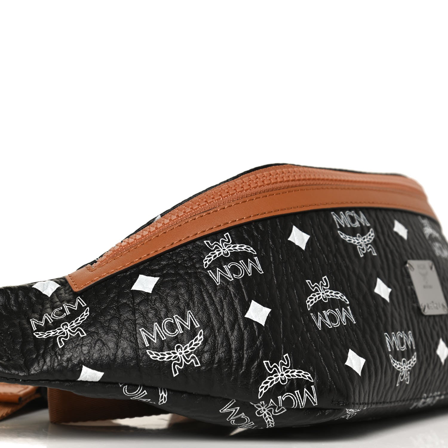 MCM Visetos Small Fusten Belt Bag Black Cognac 9 of 10