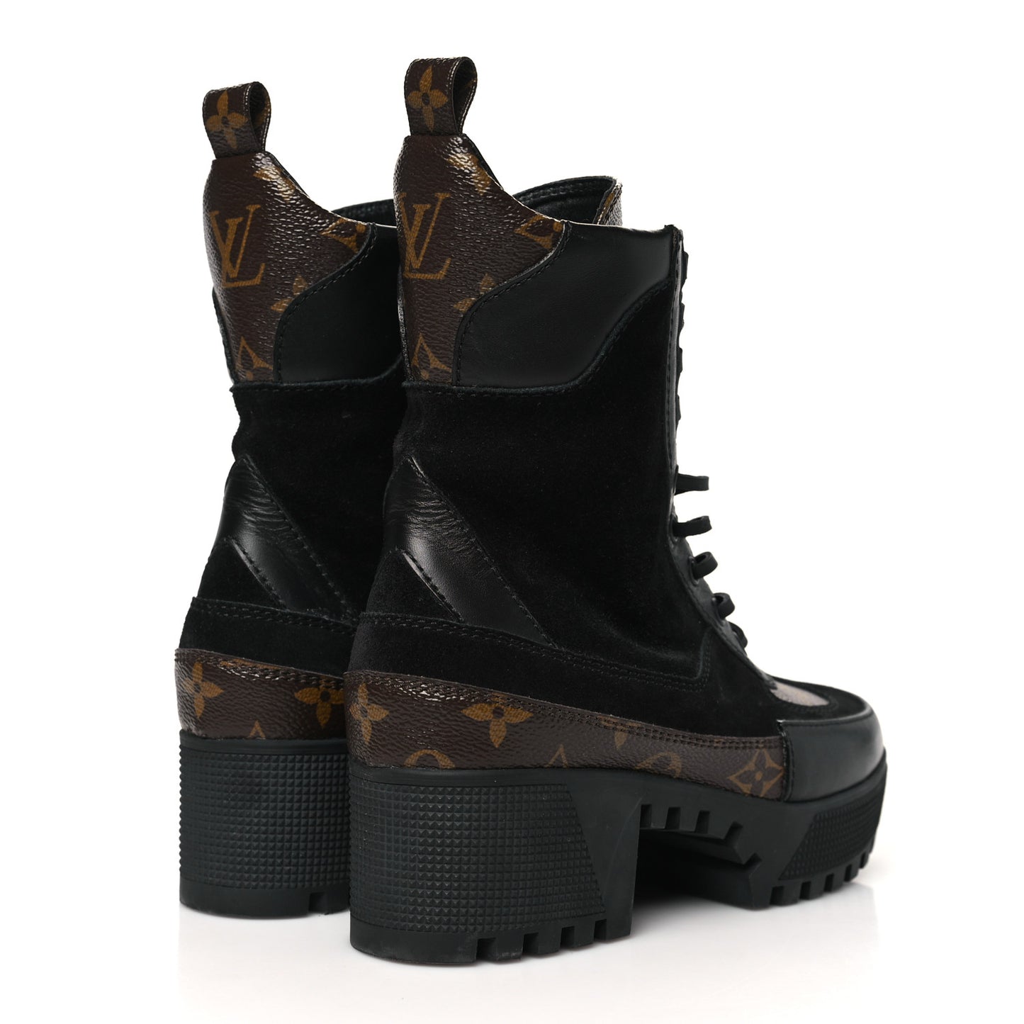 Suede Calfskin Monogram Laureate Platform Desert Boots 35 Black
