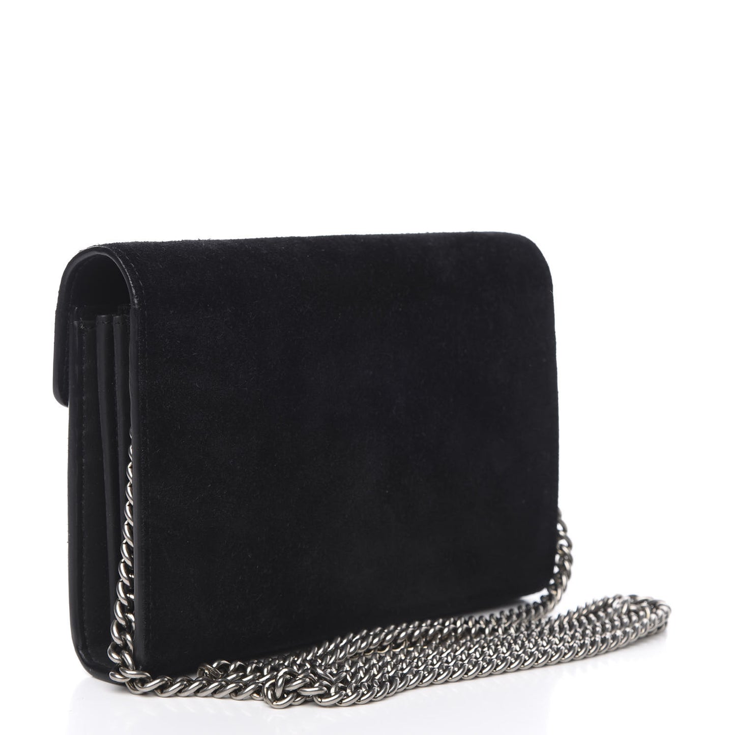Suede Mini Dionysus Chain Wallet Black