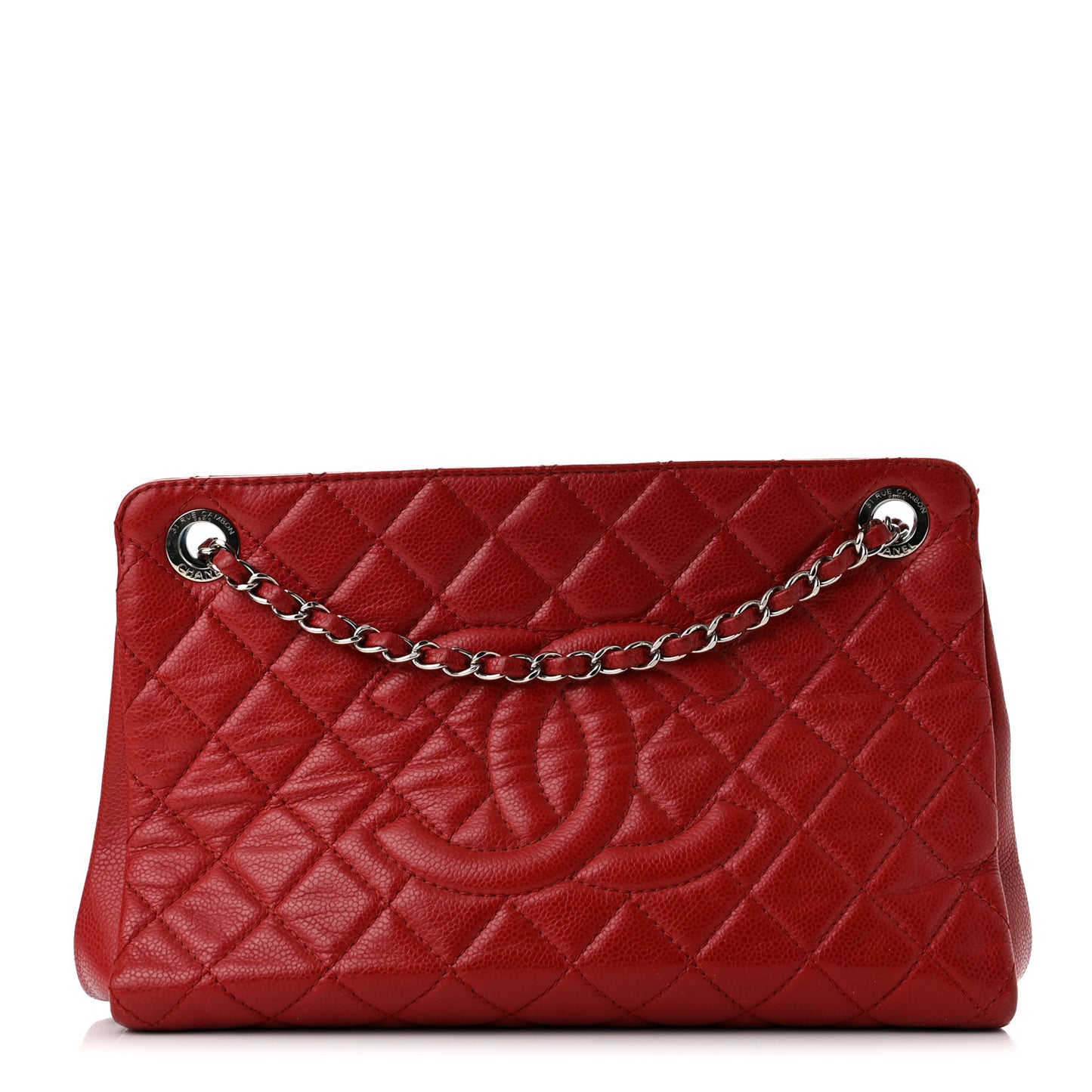 Caviar Quilted Timeless CC Shopping Tote Red