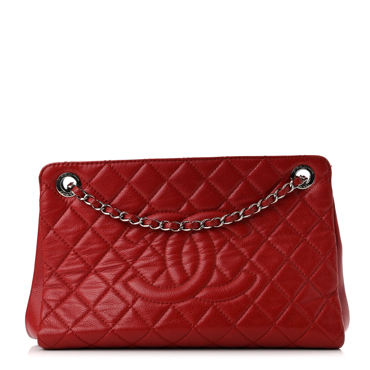 Chanel Caviar Quilted Timeless CC Shopping Tote Red 1 of 10