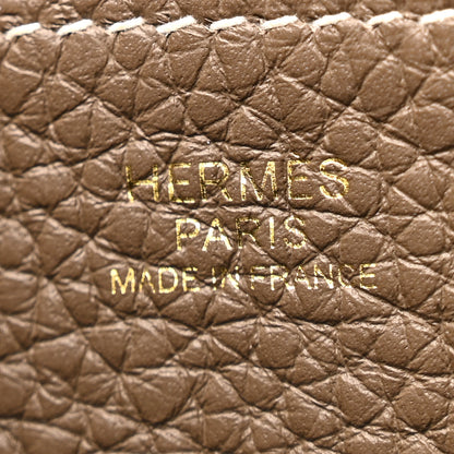 Hermes Taurillon Clemence Halzan 31 GM Etoupe 5 of 12