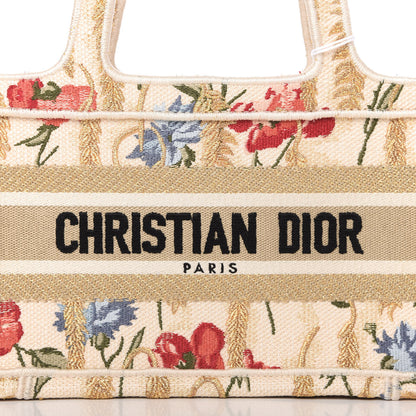 Christian Dior Canvas Embroidered Hibiscus Printed Mini Book Tote Beige Multicolor 8 of 8