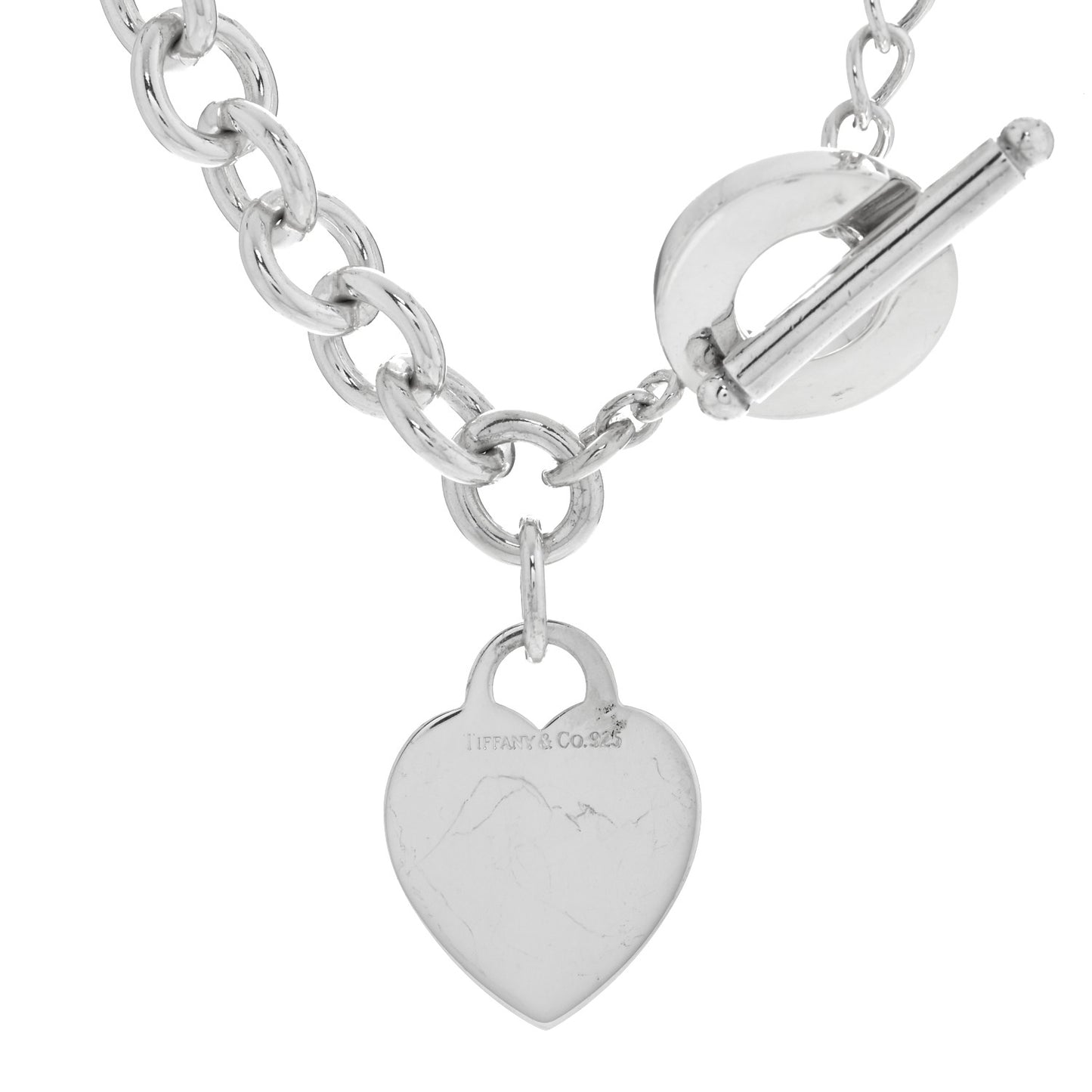 Sterling Silver Heart Tag Toggle Necklace