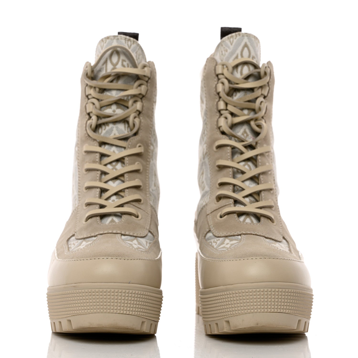 Louis Vuitton Suede Calfskin Jacquard Since 1854 Laureate Platform Desert Boots 38 Beige 2 of 12