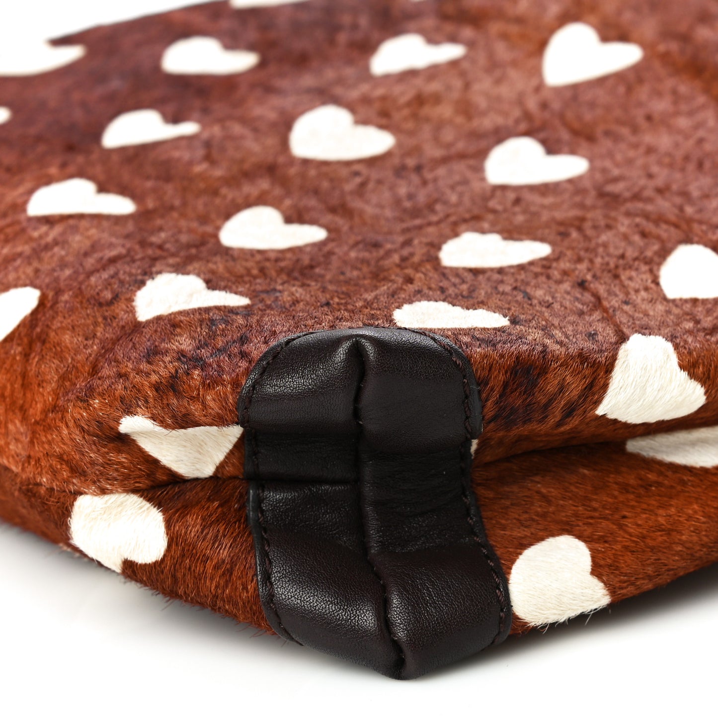 Calf Hair Heart Print Little Crush Dark Camel Black