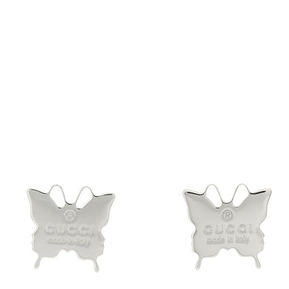 Gucci Sterling Silver Trademark Butterfly Stud Earrings 1 of 5