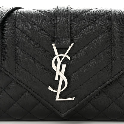 Saint Laurent Grain De Poudre Textured Mixed Matelasse Triquilt Small Monogram Satchel Black 7 of 10