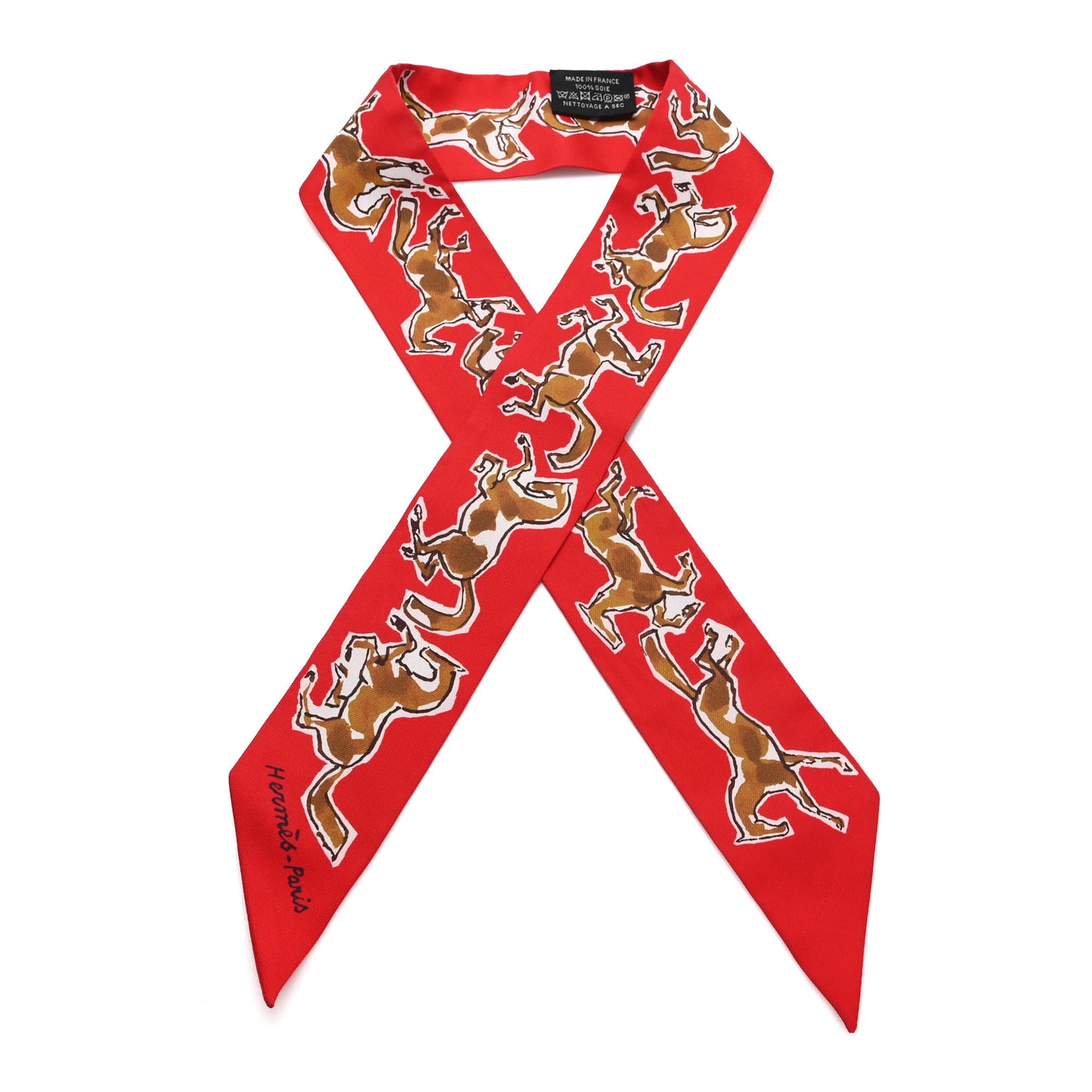 Silk Chevaux En Liberte Twilly Rouge Caramel White
