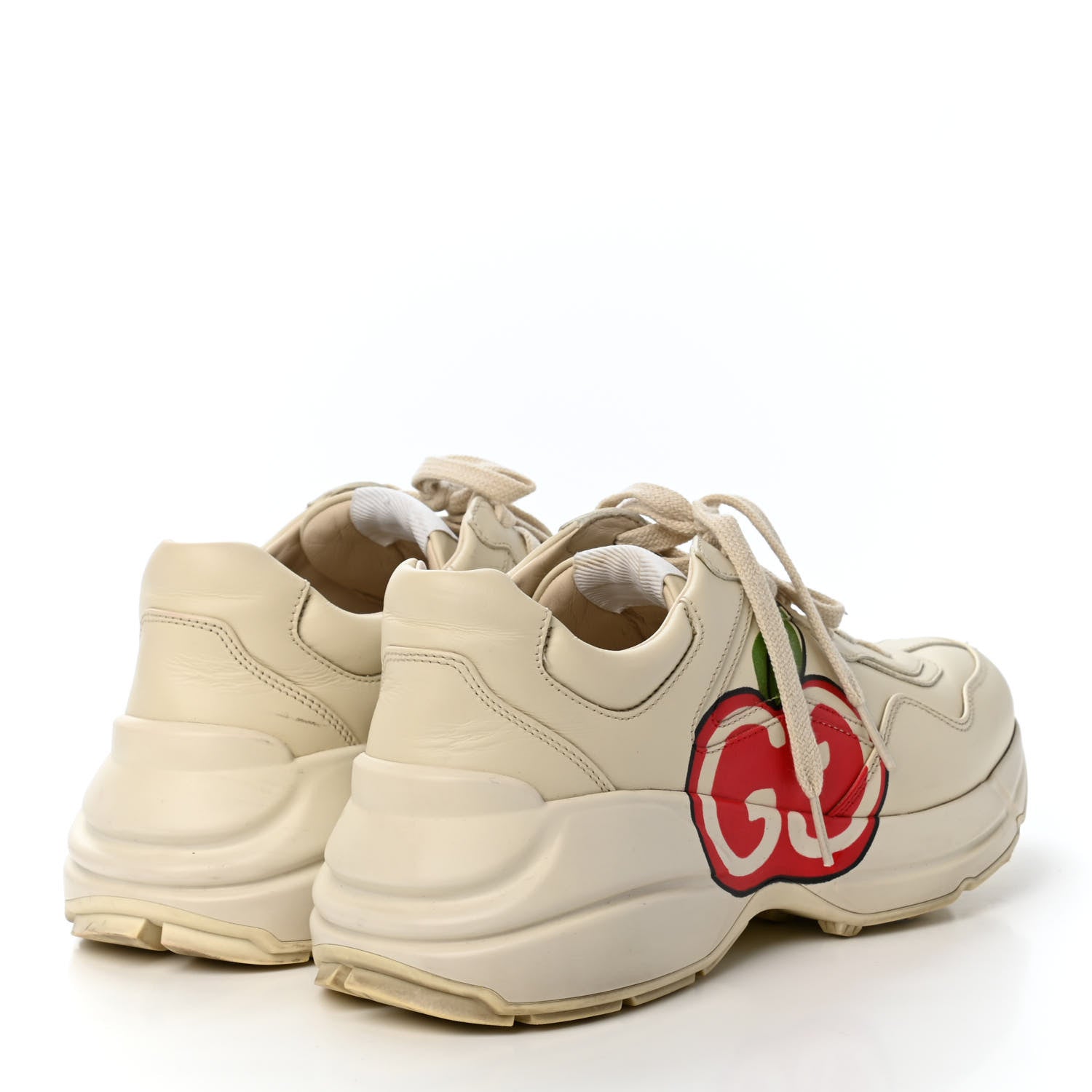 Gucci Calfskin GG Apple Womens Rhyton Sneakers 39 Ivory 3 of 4