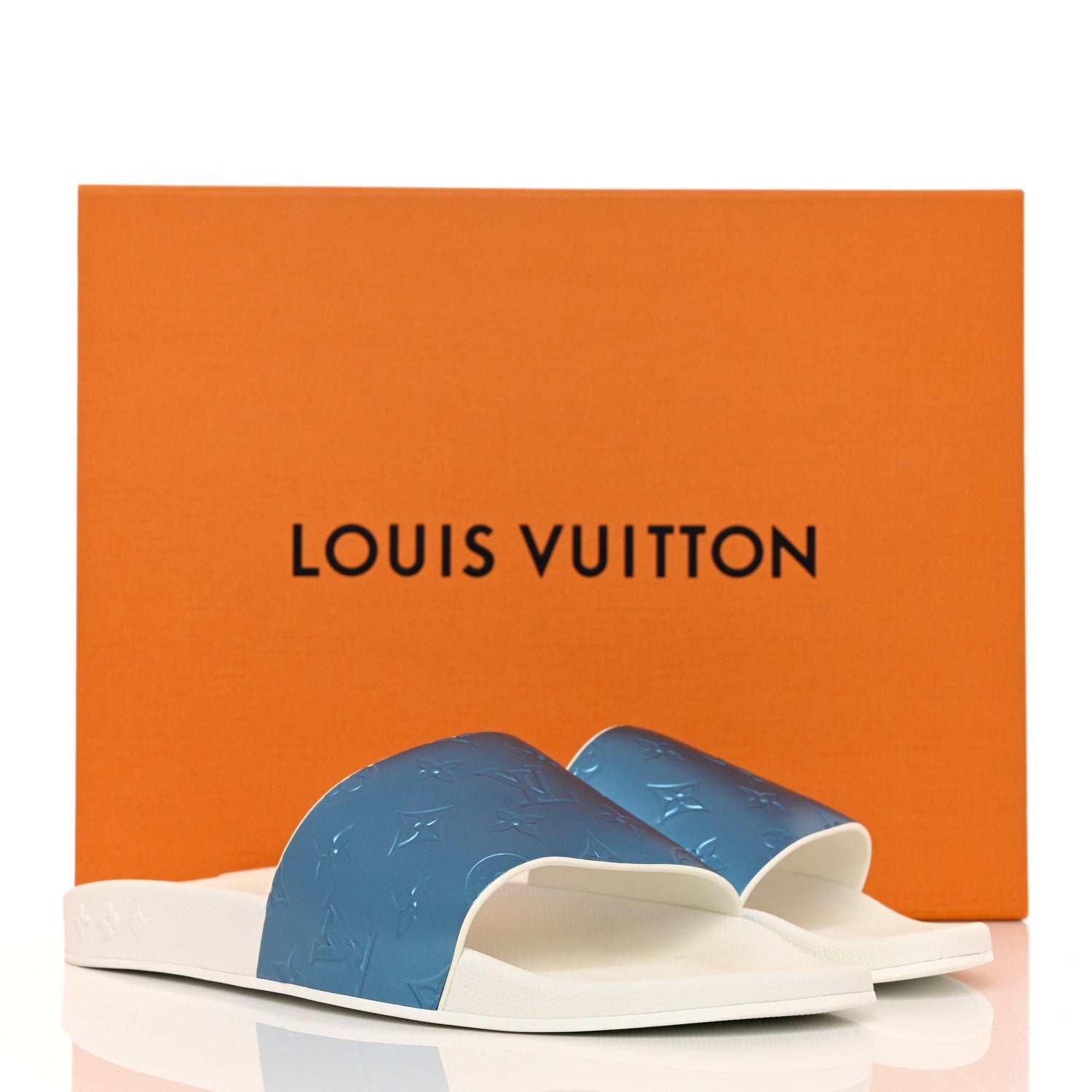 Louis Vuitton Iridescent Rubber Monogram Mens Waterfront Mules 10.5 Blue 9 of 9