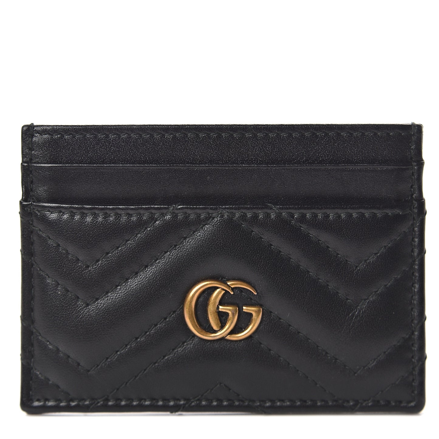 Calfskin Matelasse GG Marmont Card Holder Black