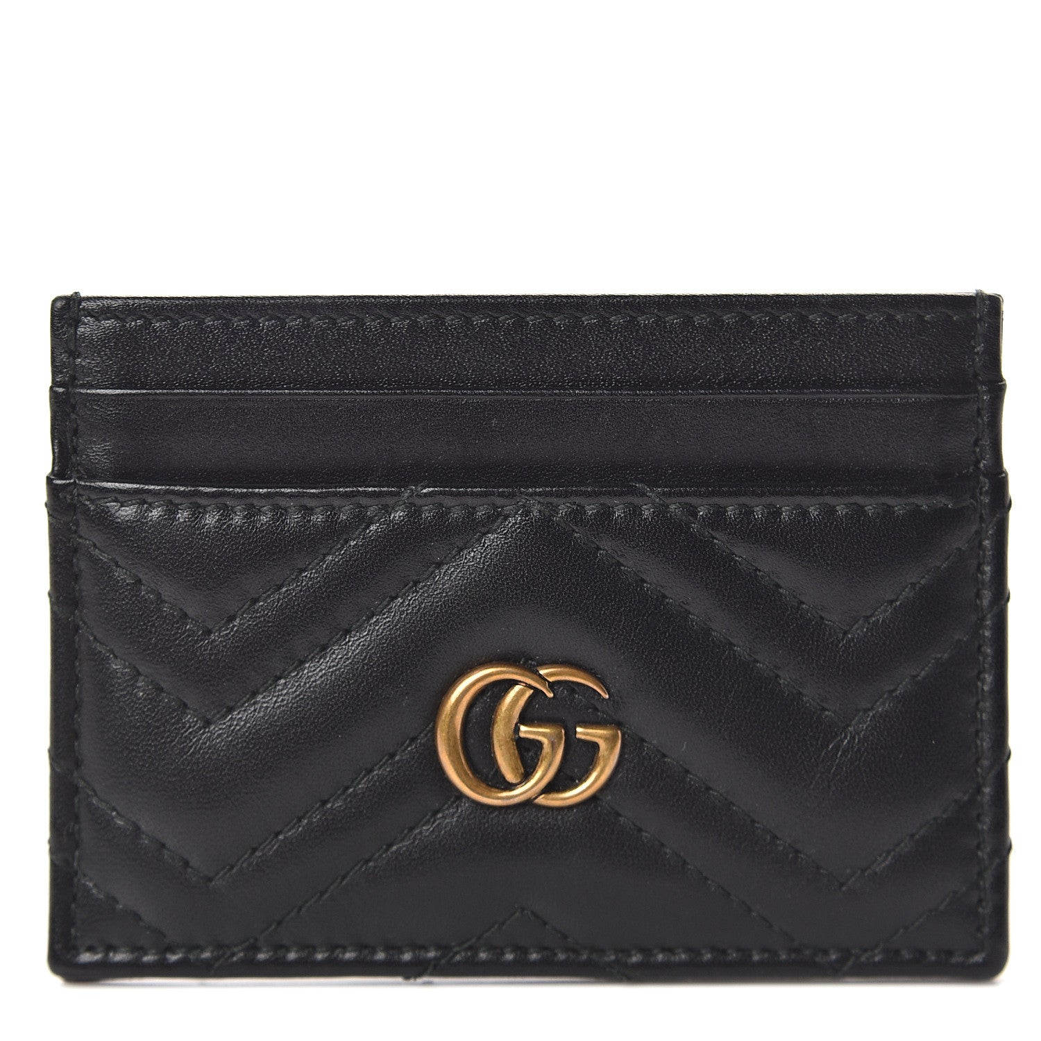 Gucci Calfskin Matelasse GG Marmont Card Holder Black 1 of 5