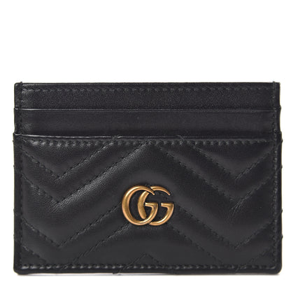 Gucci Calfskin Matelasse GG Marmont Card Holder Black 1 of 5