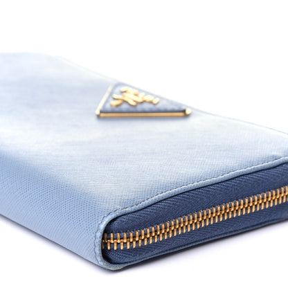 Prada Saffiano Triangle Zip Around Wallet Astrale 9 of 11