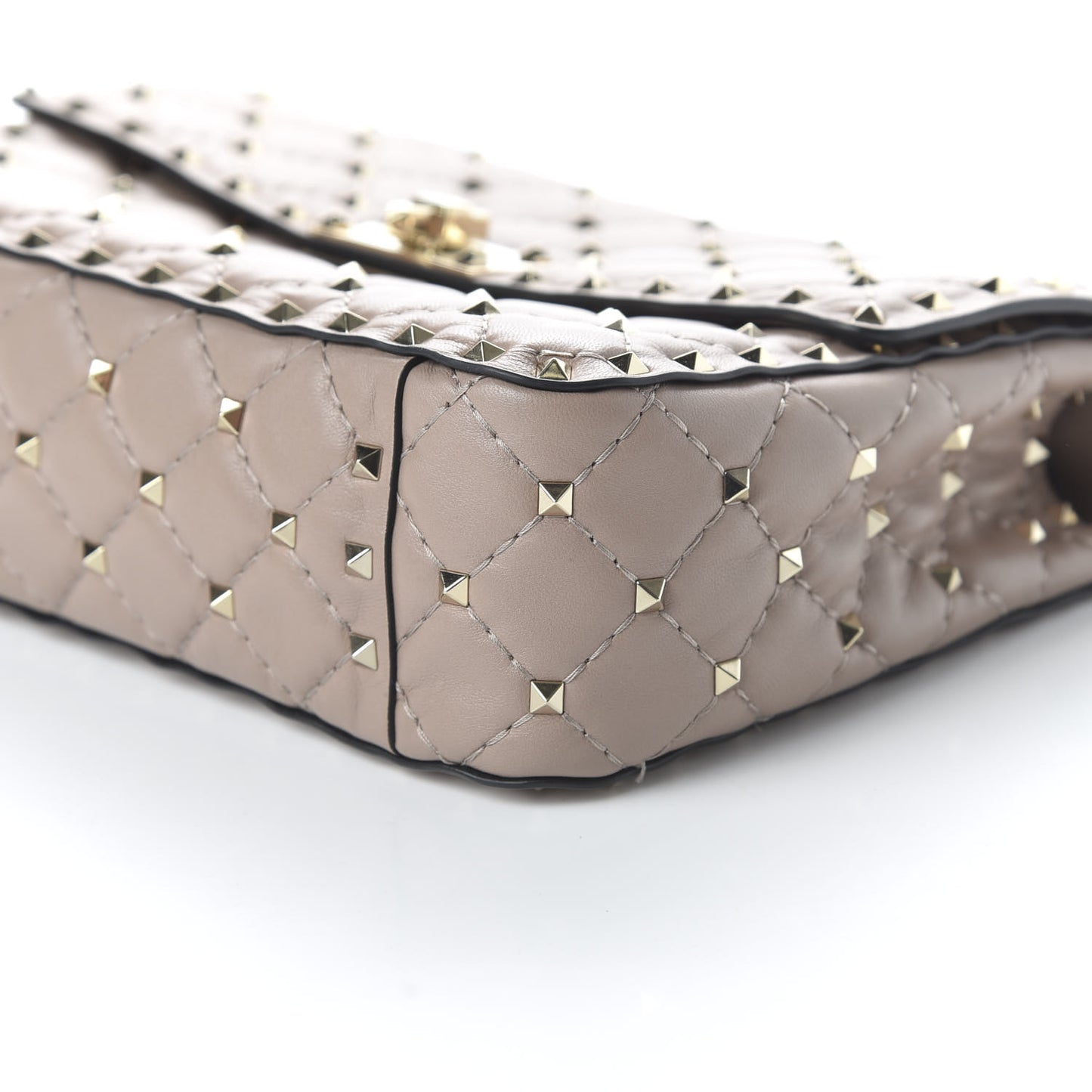 Lambskin Medium Rockstud Spike Shoulder Bag Poudre
