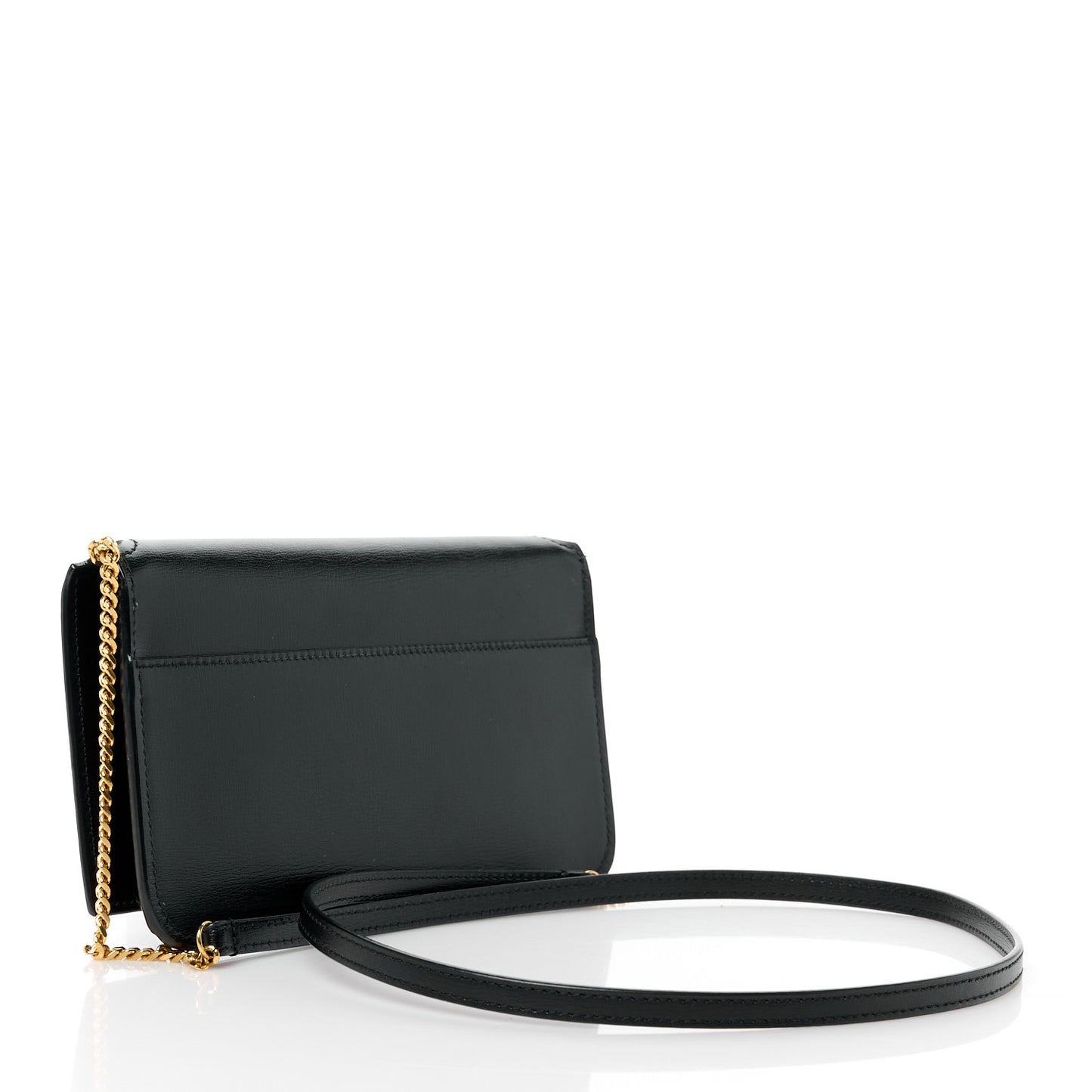 Grained Calfskin Monogram Phone Holder Crossbody Black