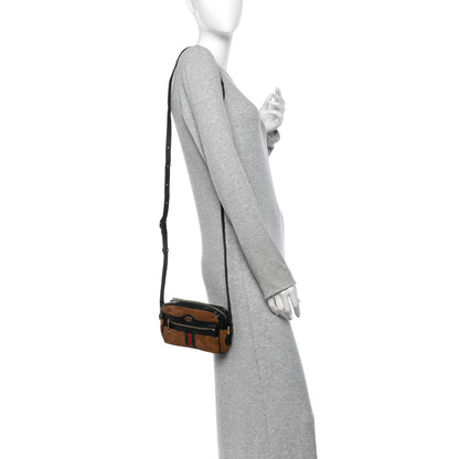 Gucci Suede Patent Web Mini Ophidia Shoulder Bag Nocciola Black 2 of 10