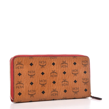 MCM Visetos Large Zip Around Wallet Cognac Red 3 of 10
