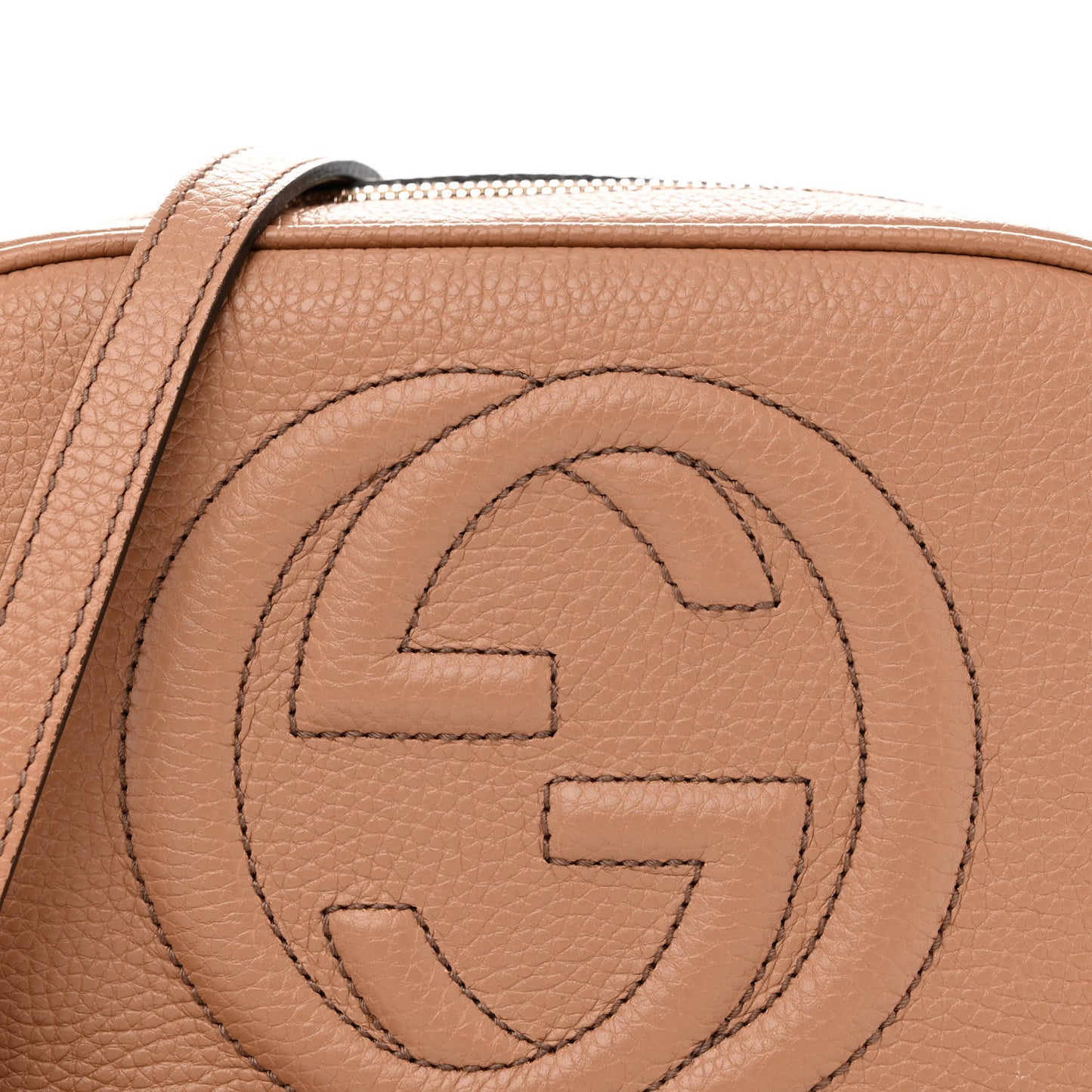 Pebbled Calfskin Small Soho Disco Bag Camelia