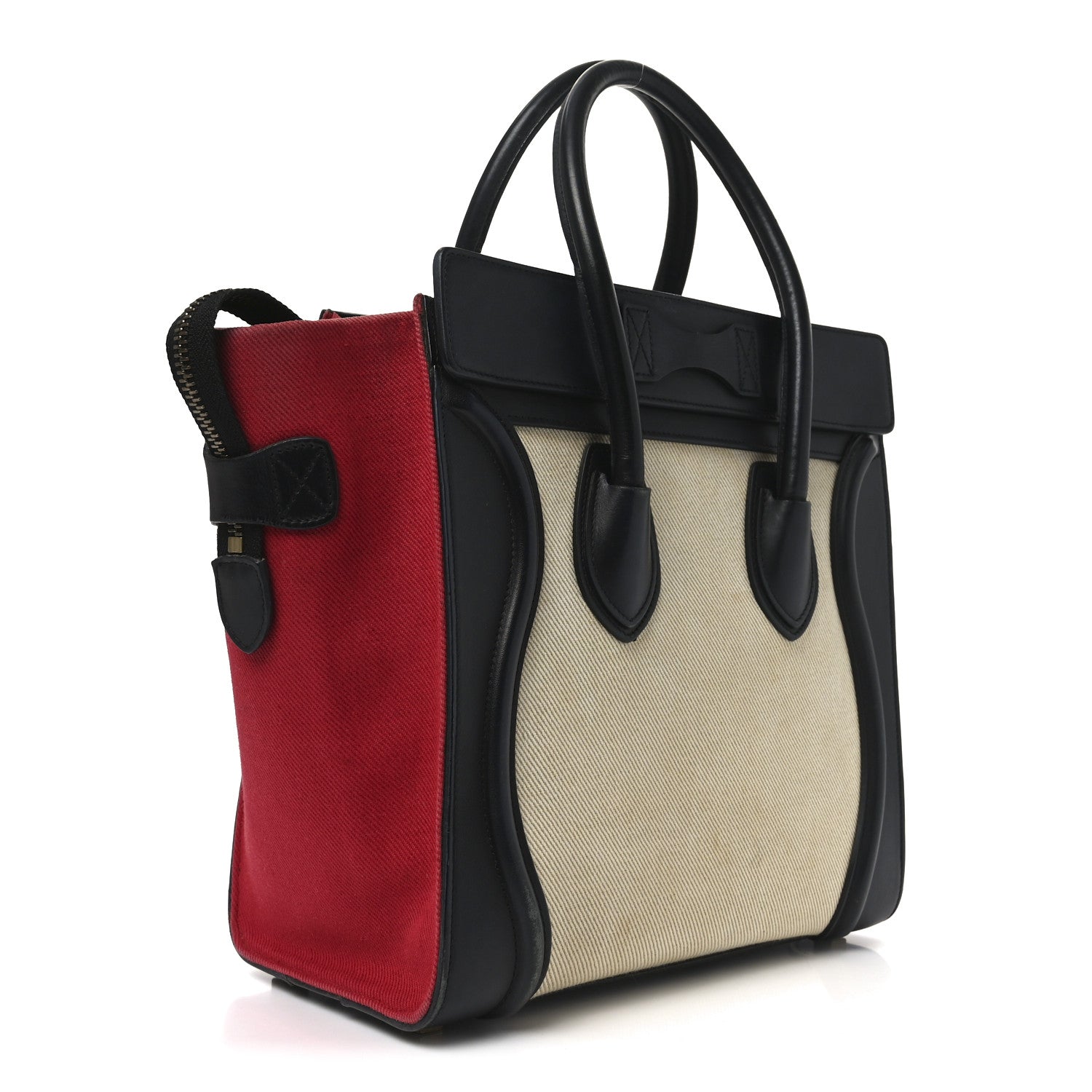 Celine Canvas Smooth Calfskin Micro Tri-Color Luggage Carmin 4 of 18