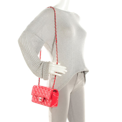 Chanel Patent Calfskin Quilted Mini Rectangular Flap Red 2 of 8