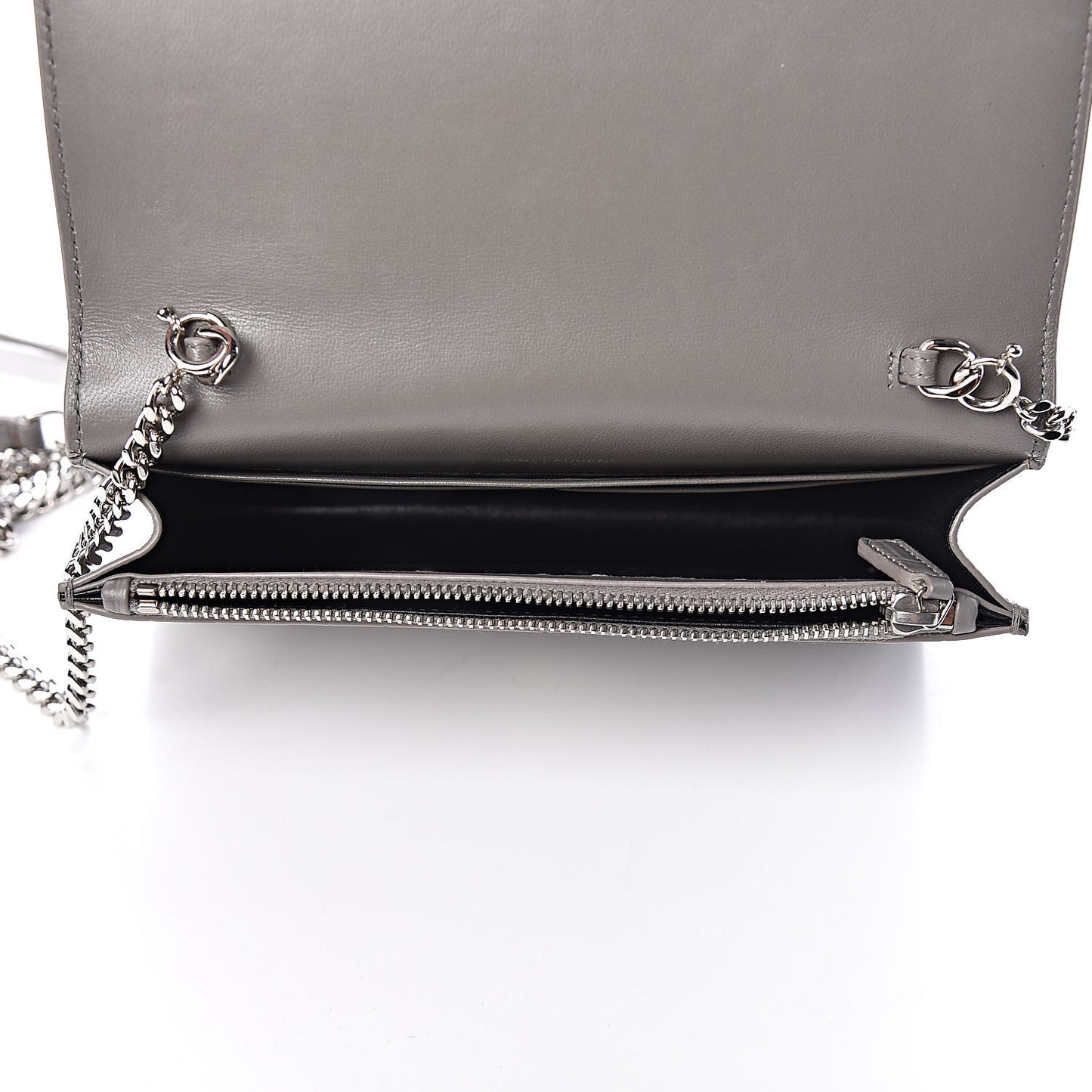 Calfskin Crocodile Embossed Kate Monogram Tassel Chain Wallet Fog