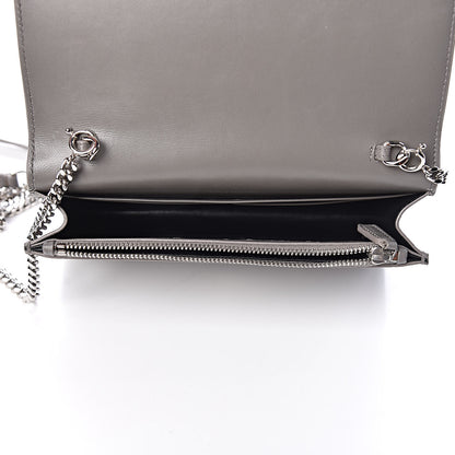 Saint Laurent Calfskin Crocodile Embossed Kate Monogram Tassel Chain Wallet Fog 5 of 10