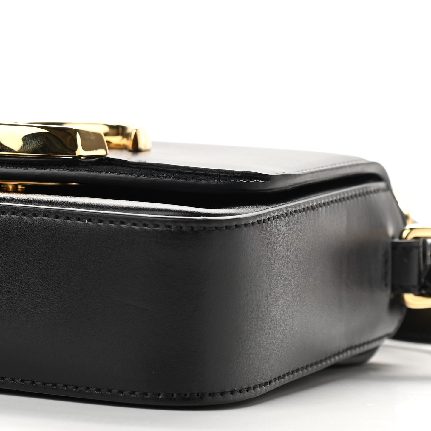 Shiny Calfskin Suede Mini C Double Carry Black