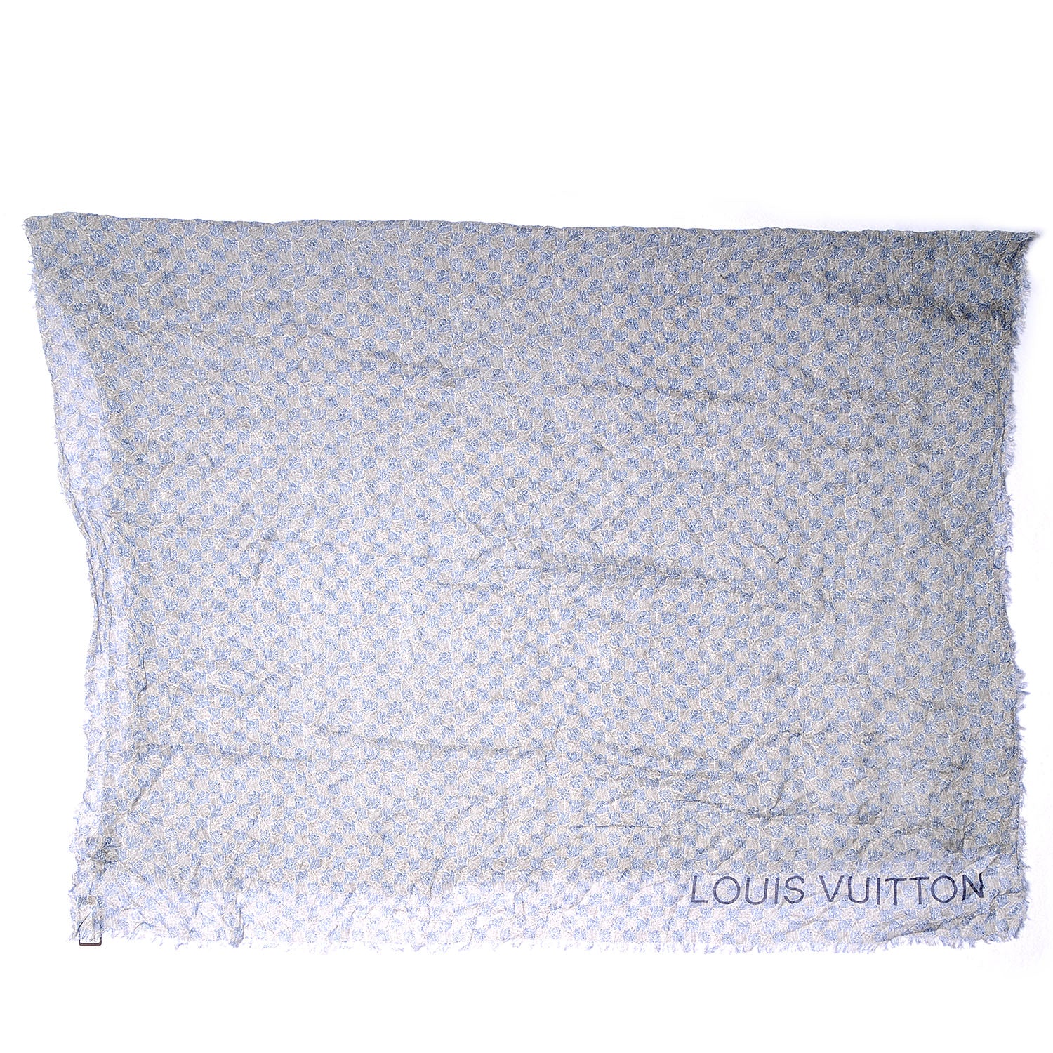 Louis Vuitton Cotton Linen Etole Damier Palm Stole Blue 5 of 8
