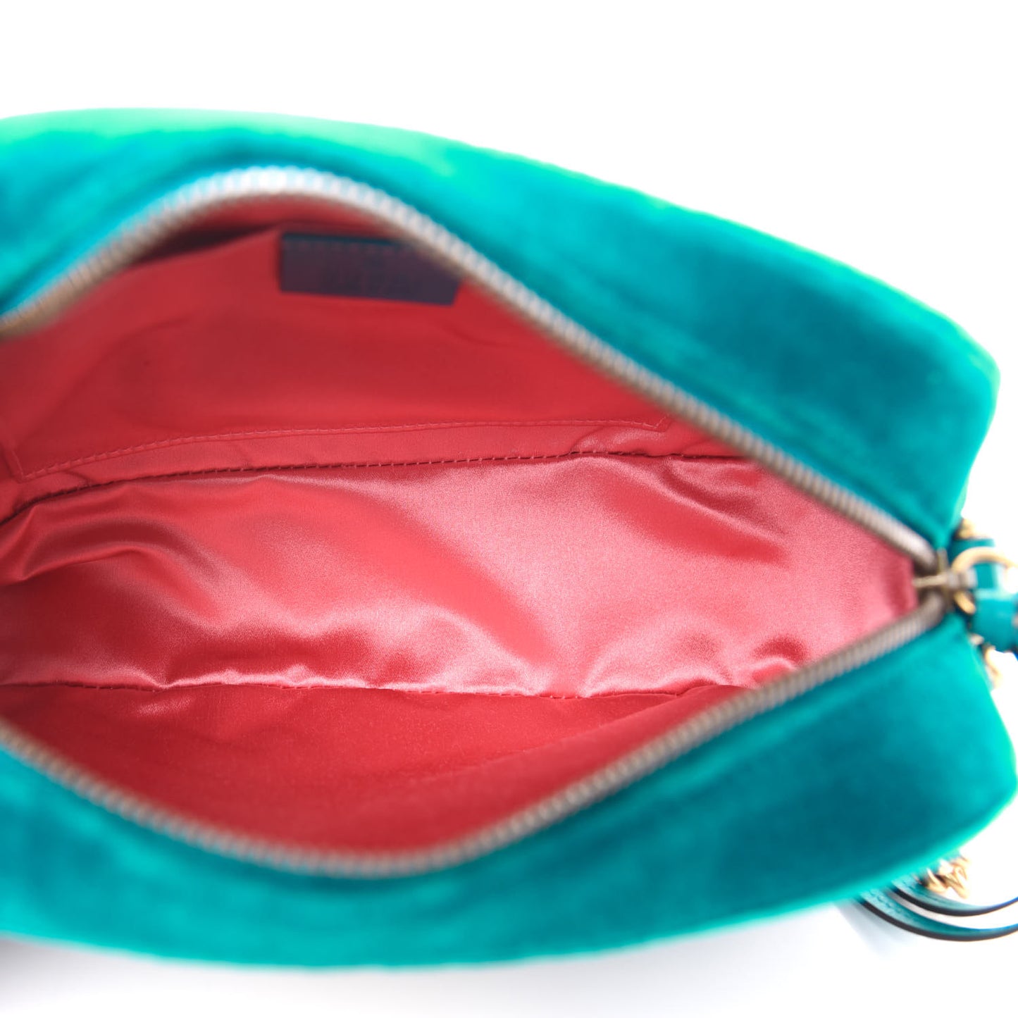 Velvet Matelasse Small GG Marmont Chain Shoulder Bag Pavone Cyan
