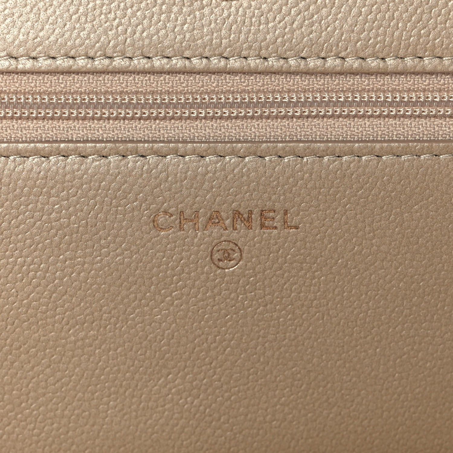 Chanel Metallic Caviar Quilted Boy Wallet On Chain WOC Light Gold 7 of 10