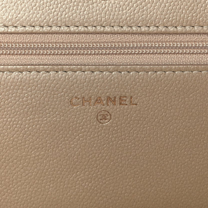 Chanel Metallic Caviar Quilted Boy Wallet On Chain WOC Light Gold 7 of 10