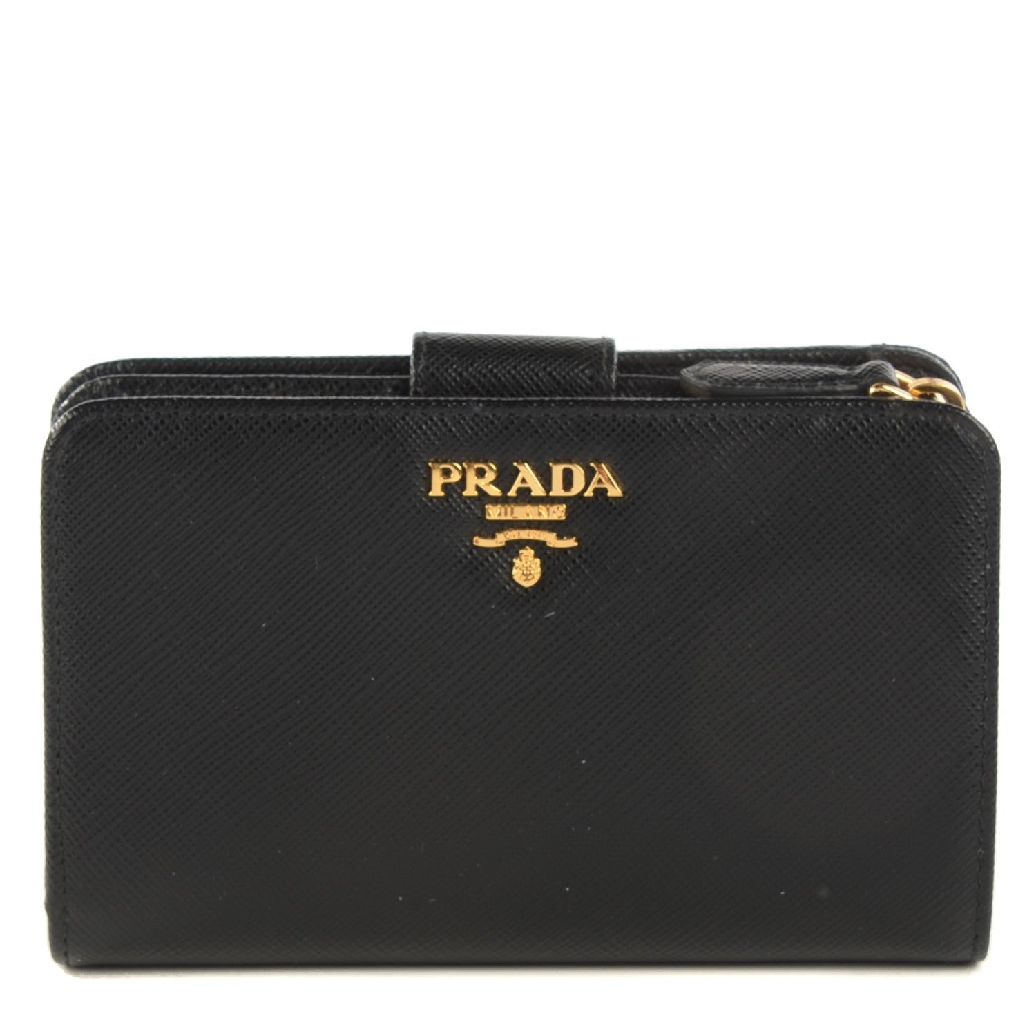 Prada Saffiano Metal Compact Wallet Black 1 of 7