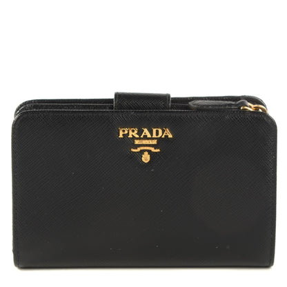 Prada Saffiano Metal Compact Wallet Black 1 of 7
