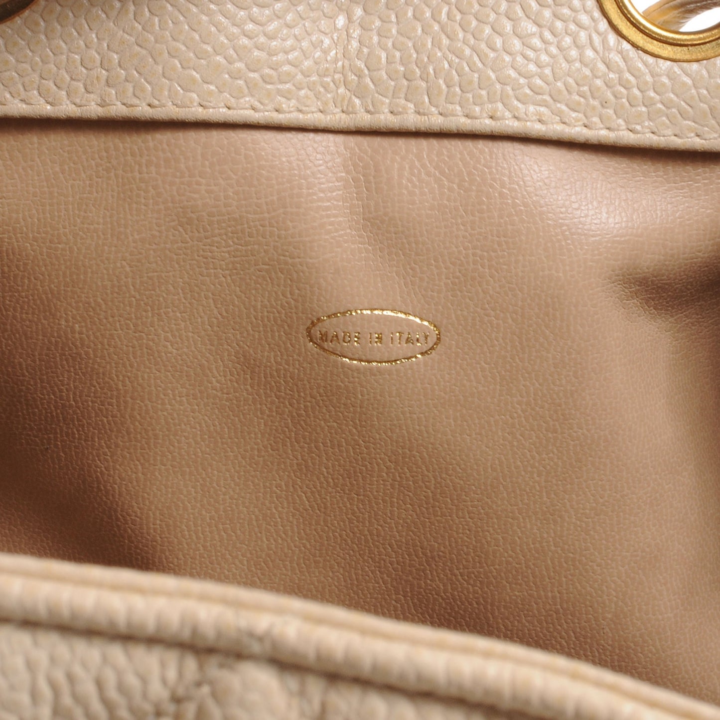 Caviar Drawstring Shoulder Bag Beige