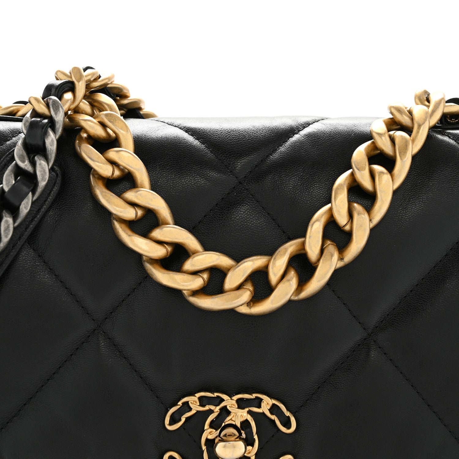Chanel Shiny Goatskin Quilted Large Chanel 19 Flap Black 8 of 13