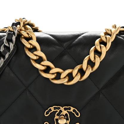 Chanel Shiny Goatskin Quilted Large Chanel 19 Flap Black 8 of 13
