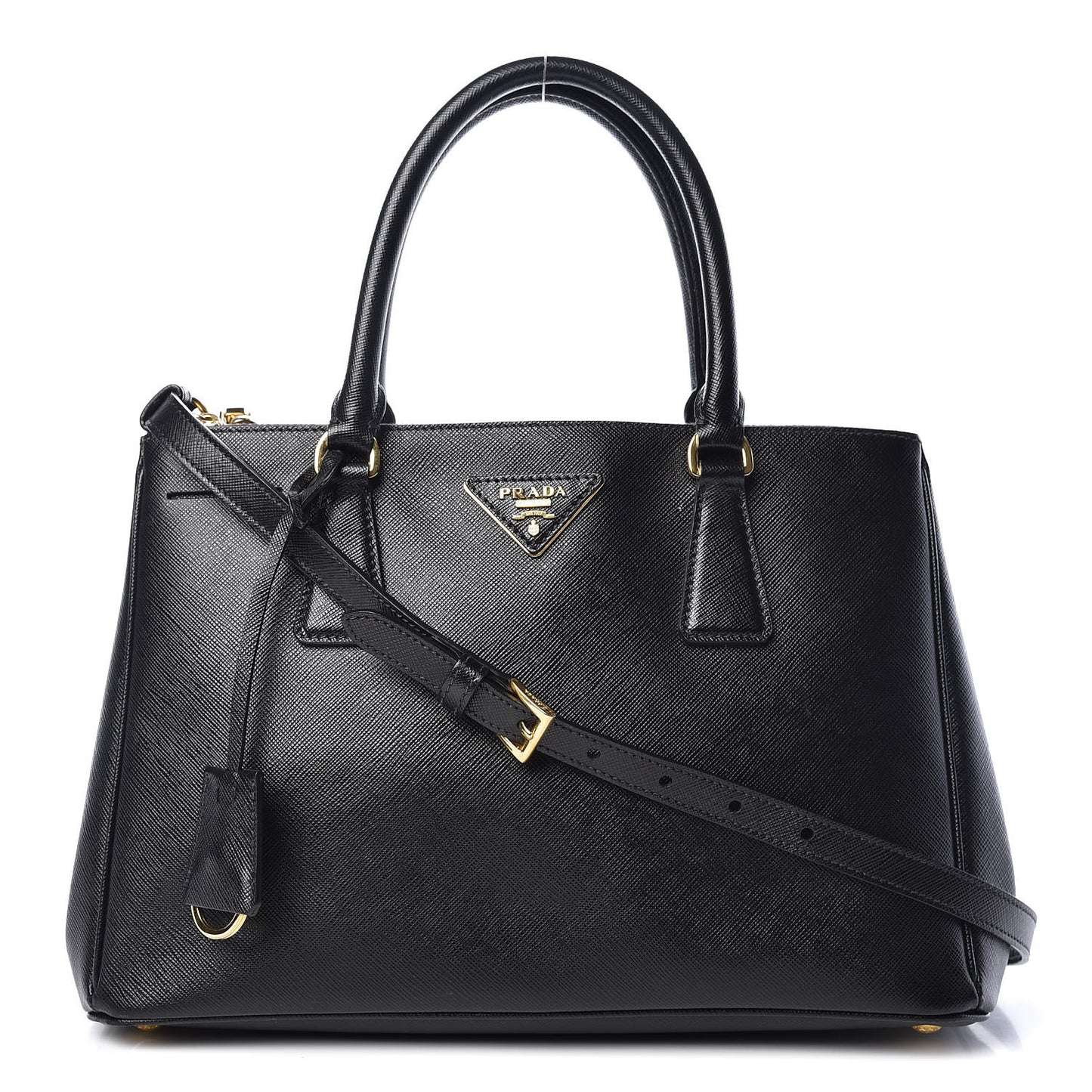 Saffiano Small Galleria Double Zip Tote Black
