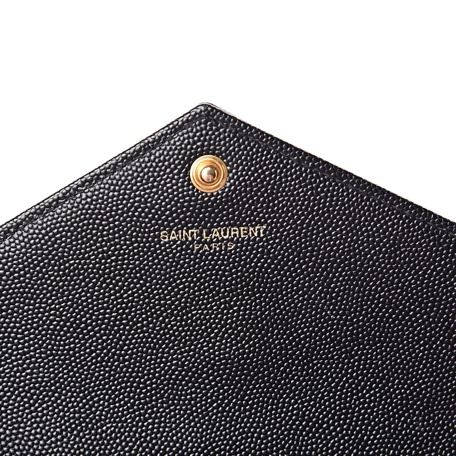 Saint Laurent Grain De Poudre Matelasse Chevron Monogram Envelope Chain Wallet Black 6 of 10