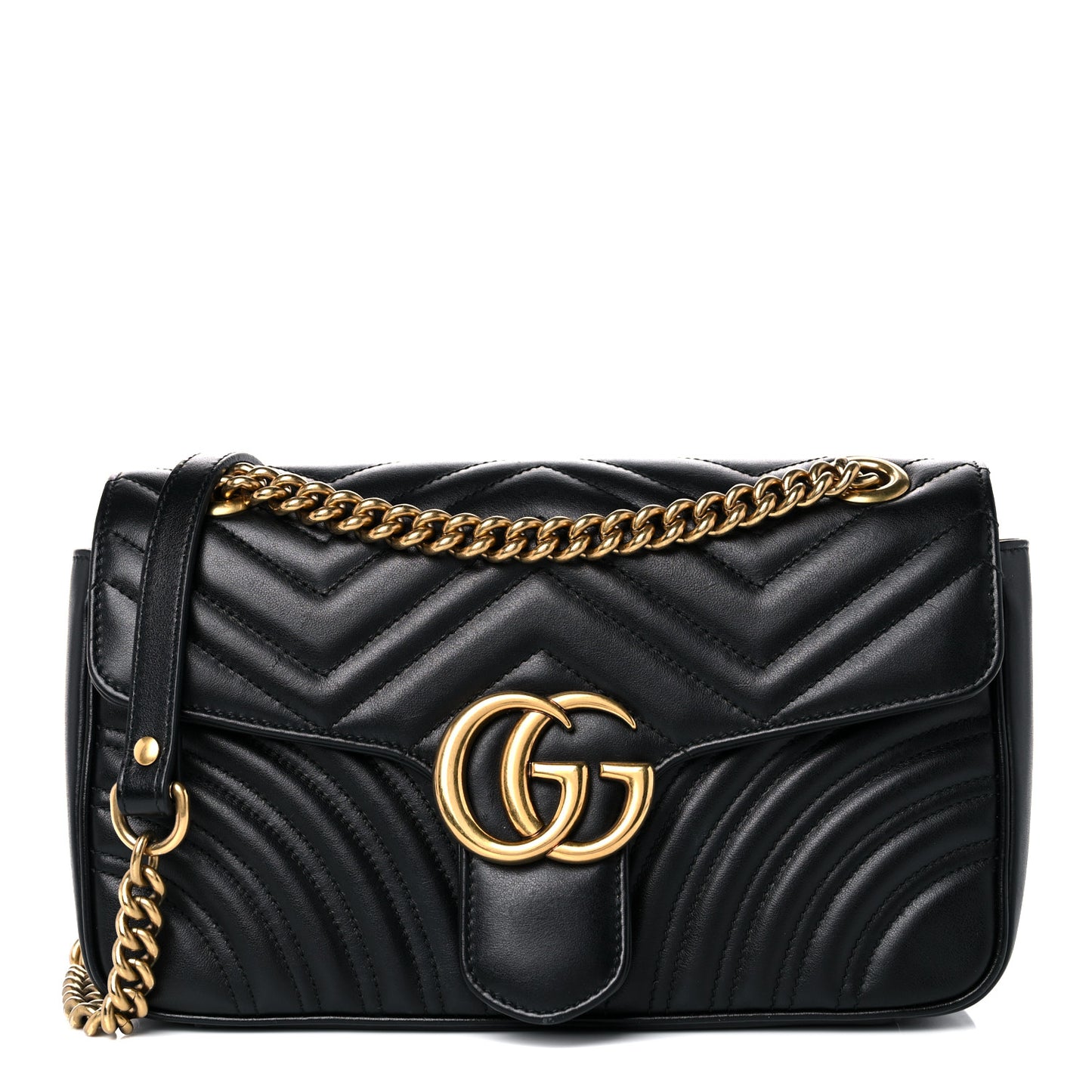 Calfskin Matelasse Small GG Marmont Shoulder Bag Black