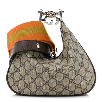 Gucci GG Supreme Monogram Textured Calfskin Web Small Attache Shoulder Bag Beige Ebony New Acero 1 of 9