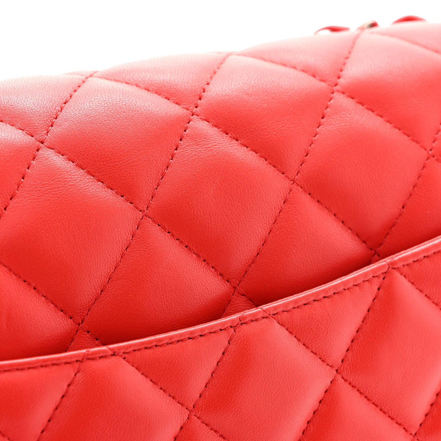 Lambskin Quilted Jumbo Double Flap Red