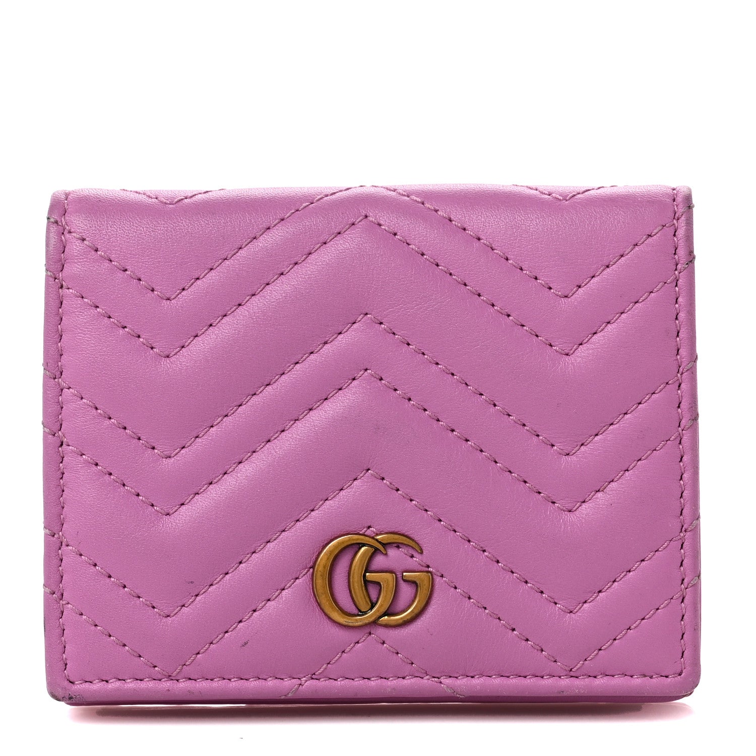 Gucci Calfskin Matelasse GG Marmont Card Case Candy Mousse 1 of 8