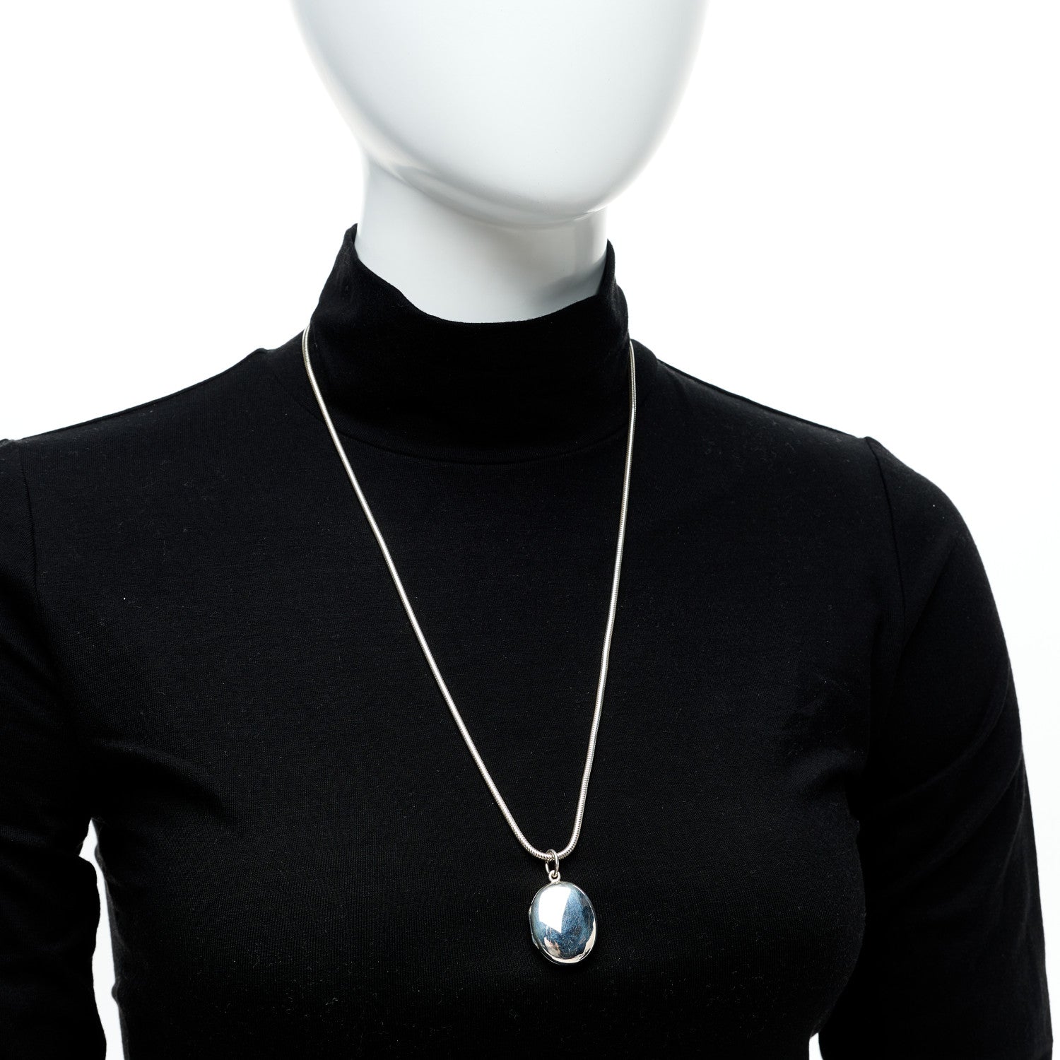 Tiffany Sterling Silver Oval Locket Pendant Necklace 2 of 6