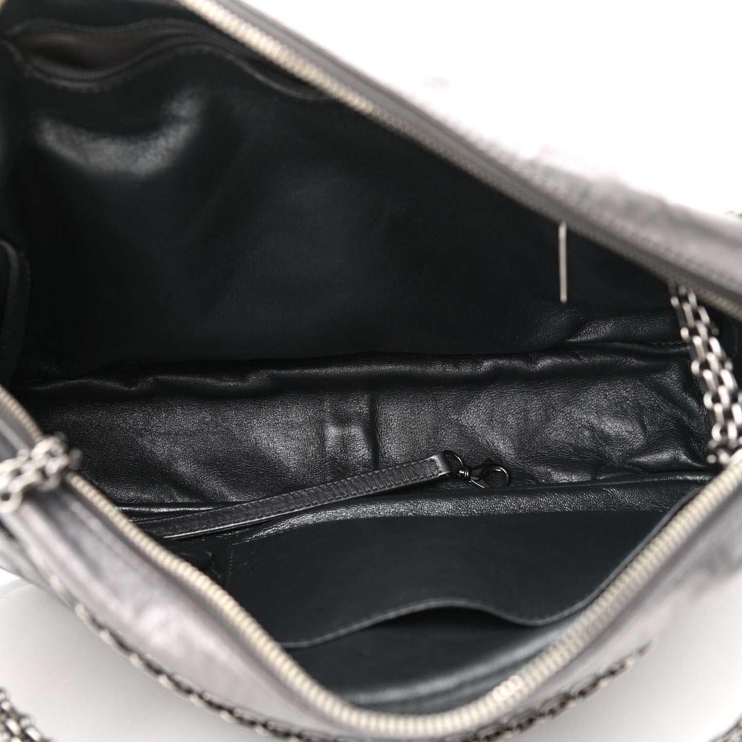 Metallic Aged Calfskin Quilted Large Reissue Camera Case Silver