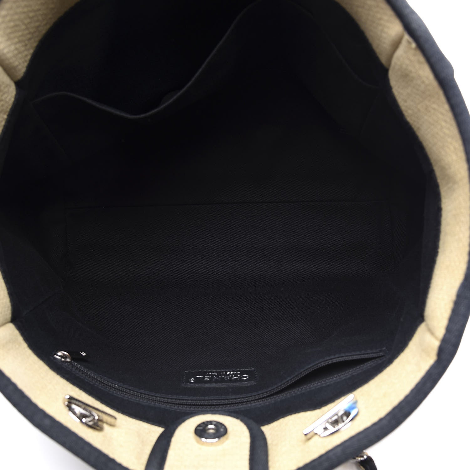 Chanel Canvas Small Deauville Tote Beige Black 4 of 9