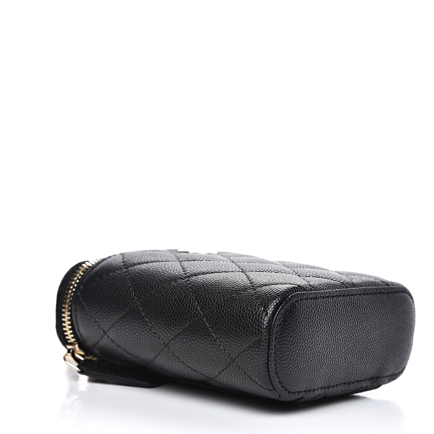 Caviar Quilted Small Vertical Coco Beauty Vanity Case With Chain Black