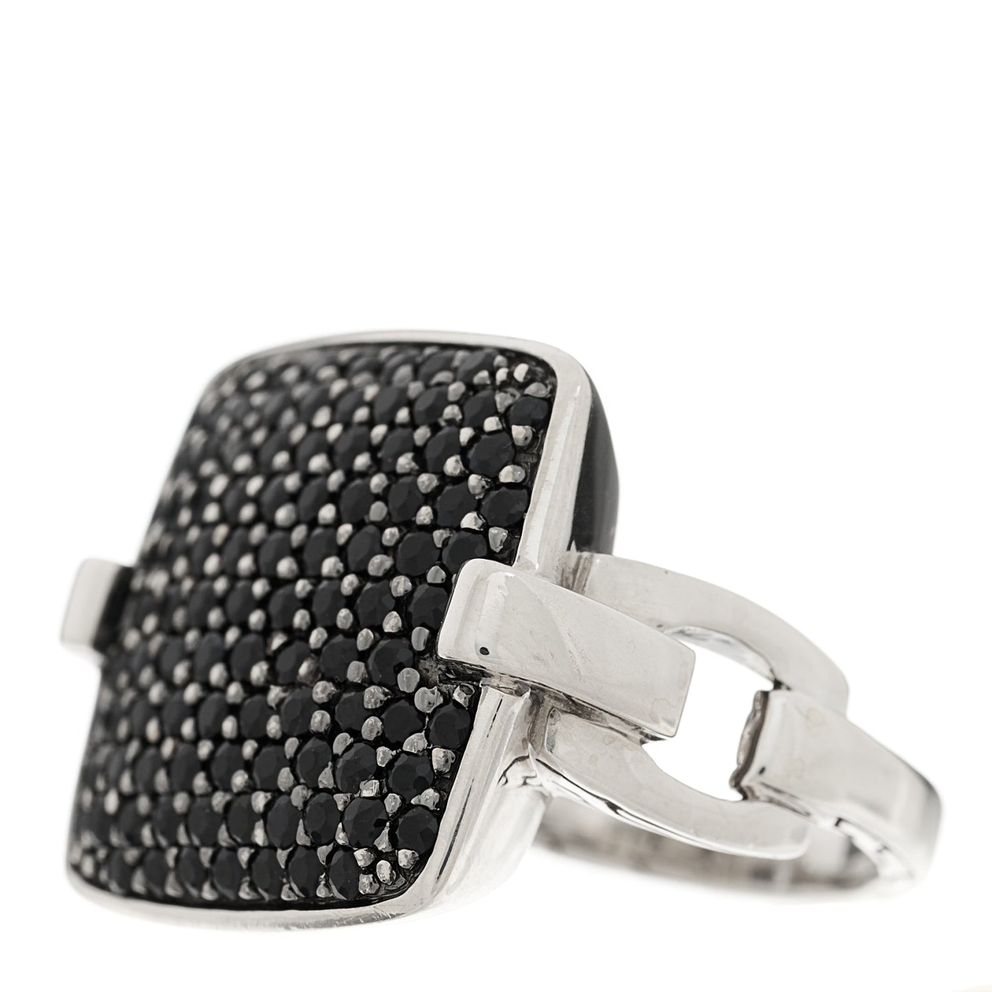 Sterling Silver Black Sapphire Classic Chain Lava Square Ring 54 7